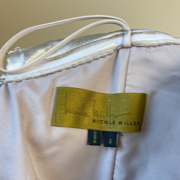 Champagne rouched off the shoulder size 6 Nicole Miller Party Dress - Picture 3 of 5